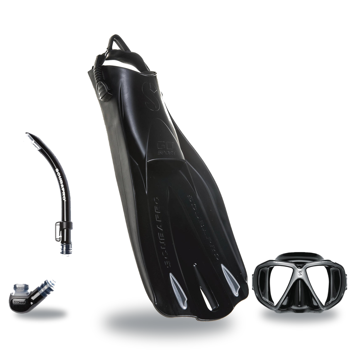 Scubapro Mask Fin Snorkel Package – Zoom, Spectra or Spectra Mini Mask + Nexus Purge Valve Snorkel + GO Sport Gorilla Fins —…