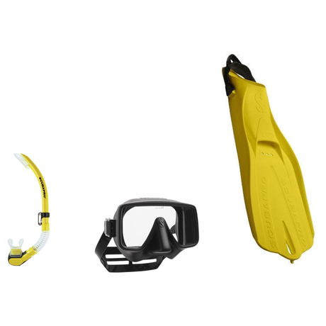 Scubapro Mask Fin Snorkel Package – Gorilla Frameless, Frameless or Flux Single Lens Mask + Nexus Purge Valve Snorkel + GO T…