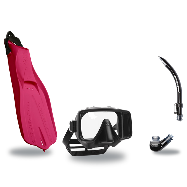 Scubapro Mask Fin Snorkel Package – Gorilla Frameless, Frameless or Flux Single Lens Mask + Nexus Purge Valve Snorkel + GO T…