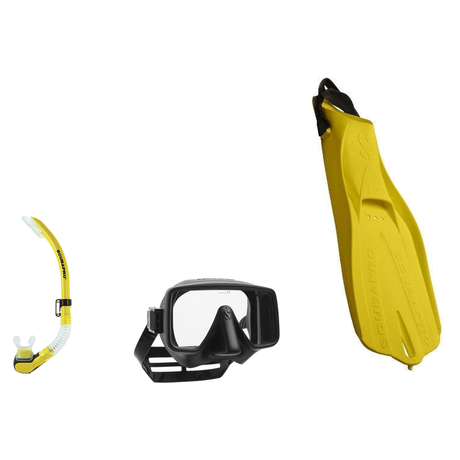 Scubapro Mask Fin Snorkel Package – Gorilla Frameless, Frameless or Flux Single Lens Mask + Nexus Purge Valve Snorkel + GO T…