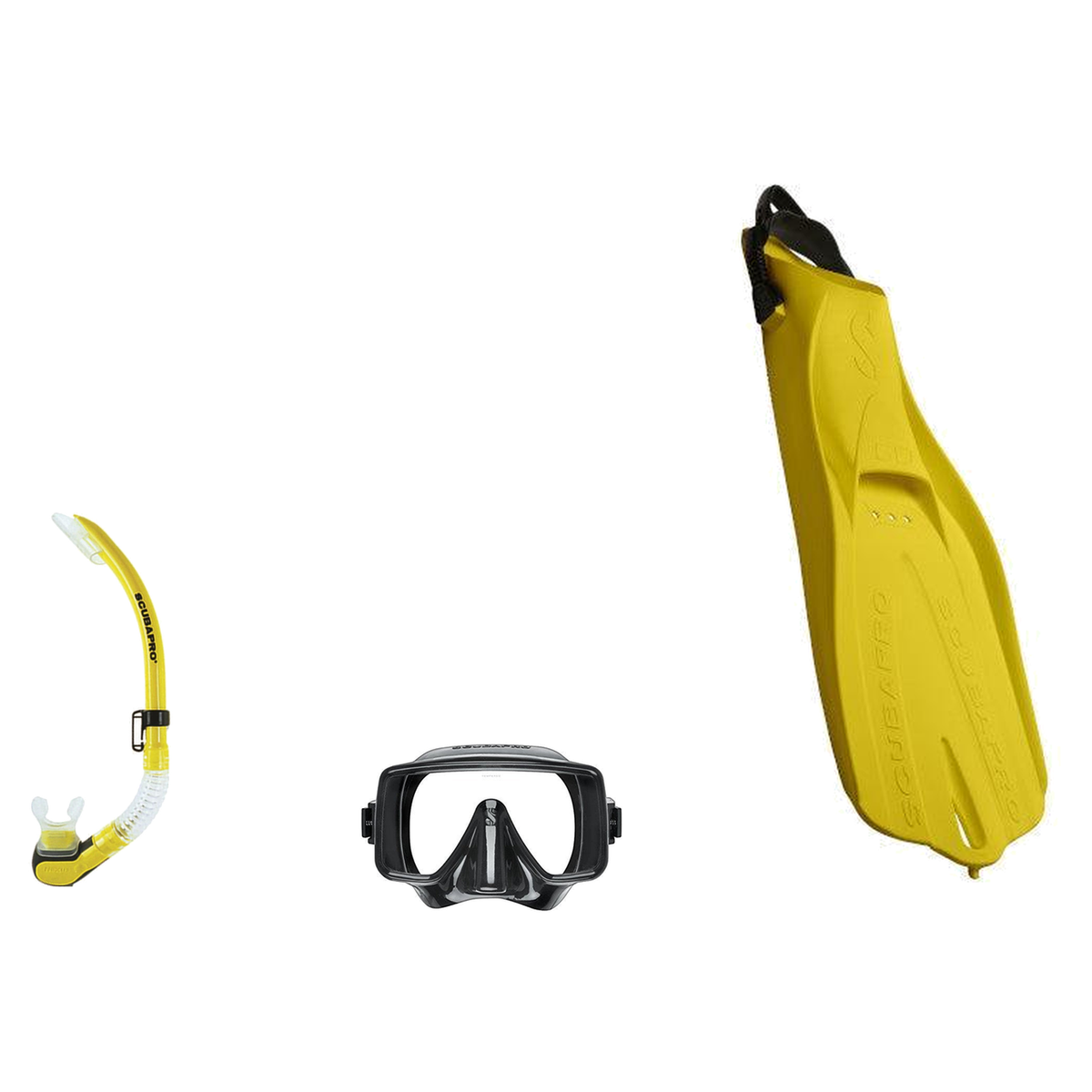 Scubapro Mask Fin Snorkel Package – Gorilla Frameless, Frameless or Flux Single Lens Mask + Nexus Purge Valve Snorkel + GO T…