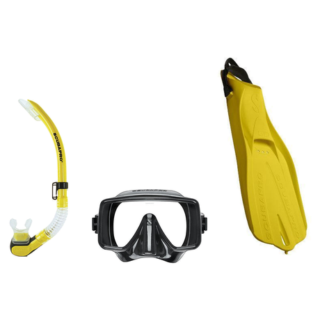 Scubapro Mask Fin Snorkel Package – Gorilla Frameless, Frameless or Flux Single Lens Mask + Nexus Purge Valve Snorkel + GO T…