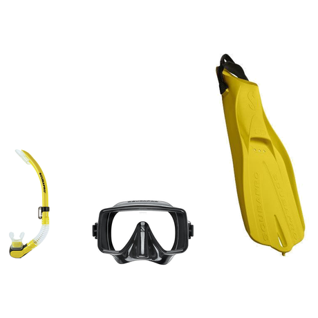 Scubapro Mask Fin Snorkel Package – Gorilla Frameless, Frameless or Flux Single Lens Mask + Nexus Purge Valve Snorkel + GO T…