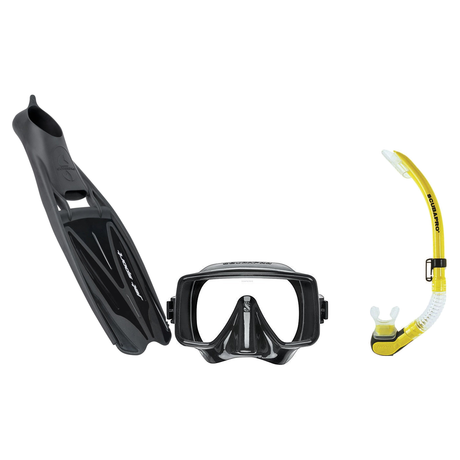 Scubapro Mask Fin Snorkel Package – Gorilla Frameless, Frameless or Flux Single Lens Mask + Nexus Purge Valve Snorkel + GO T…