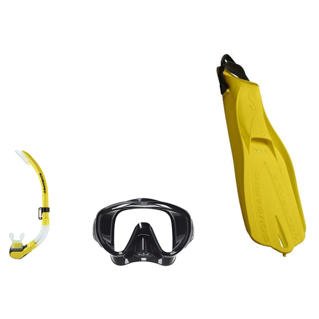 Scubapro Mask Fin Snorkel Package – Gorilla Frameless, Frameless or Flux Single Lens Mask + Nexus Purge Valve Snorkel + GO T…
