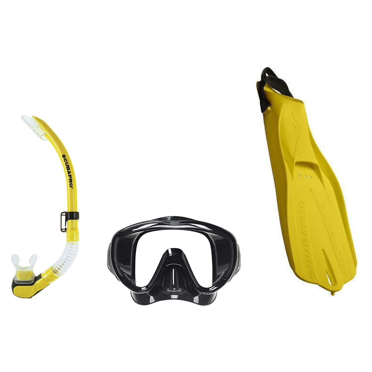 Scubapro Mask Fin Snorkel Package – Gorilla Frameless, Frameless or Flux Single Lens Mask + Nexus Purge Valve Snorkel + GO T…