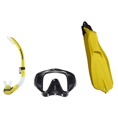 Scubapro Mask Fin Snorkel Package – Gorilla Frameless, Frameless or Flux Single Lens Mask + Nexus Purge Valve Snorkel + GO T…