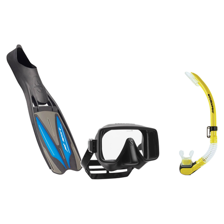 Scubapro Mask Fin Snorkel Package – Gorilla Frameless, Frameless or Flux Single Lens Mask + Nexus Purge Valve Snorkel + GO T…