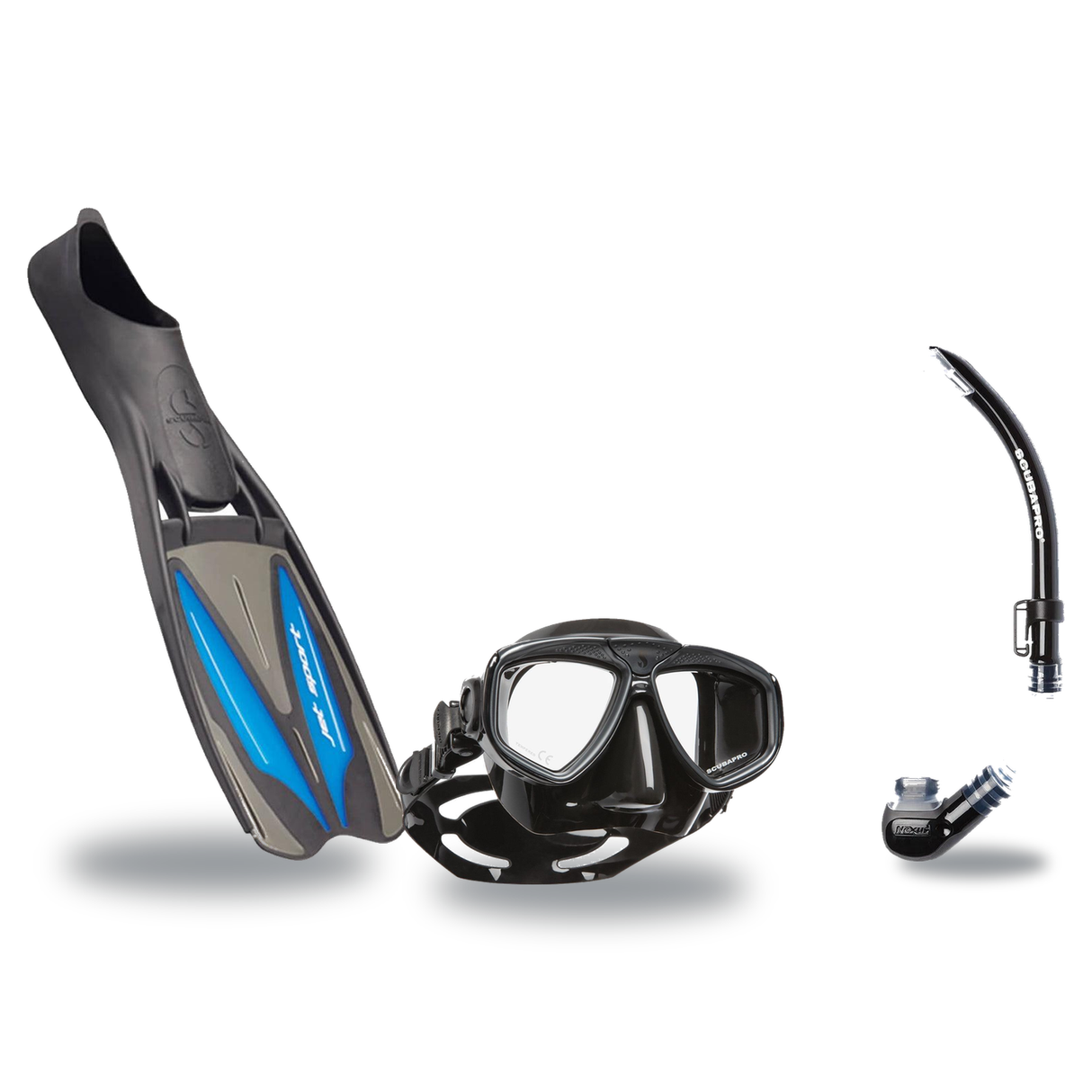 Scubapro Mask Fin Snorkel Package – Zoom, Spectra or Spectra Mini Mask + Nexus Purge Valve Snorkel + Jet Sport Full Foot Fin…