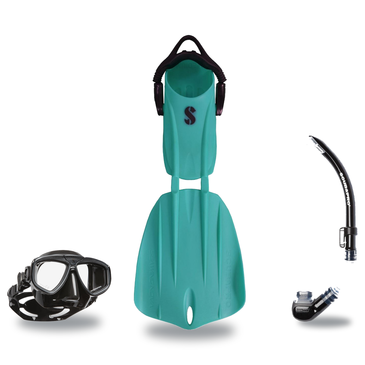 Scubapro Mask Fin Snorkel Package – Zoom, Spectra or Spectra Mini Mask + Nexus Purge Valve Snorkel + Seawing Nova Open Heel…
