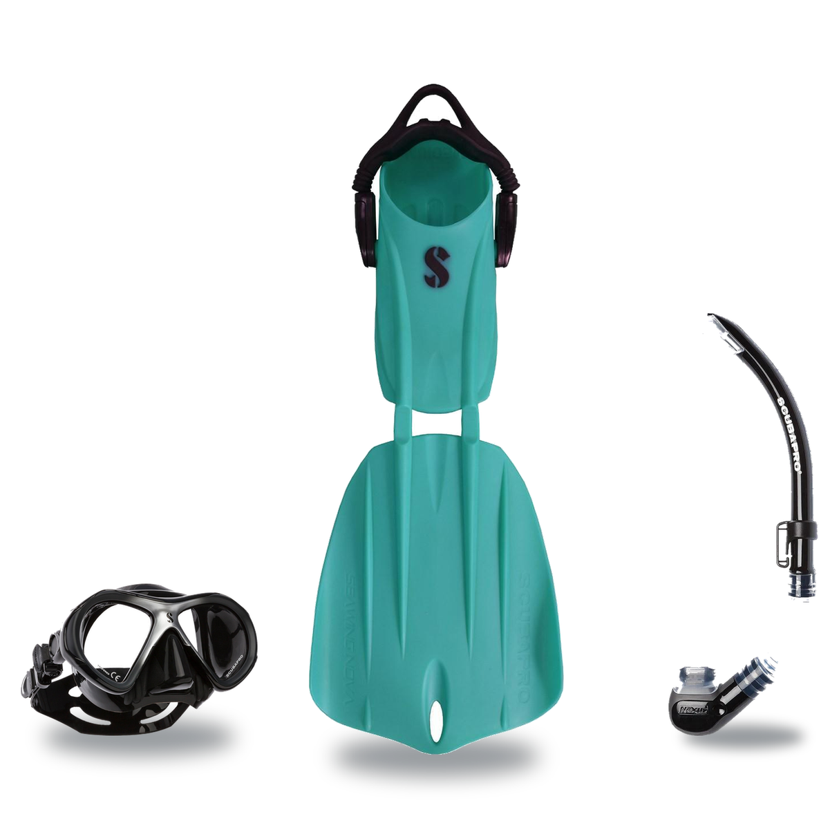 Scubapro Mask Fin Snorkel Package – Zoom, Spectra or Spectra Mini Mask + Nexus Purge Valve Snorkel + Seawing Nova Open Heel…