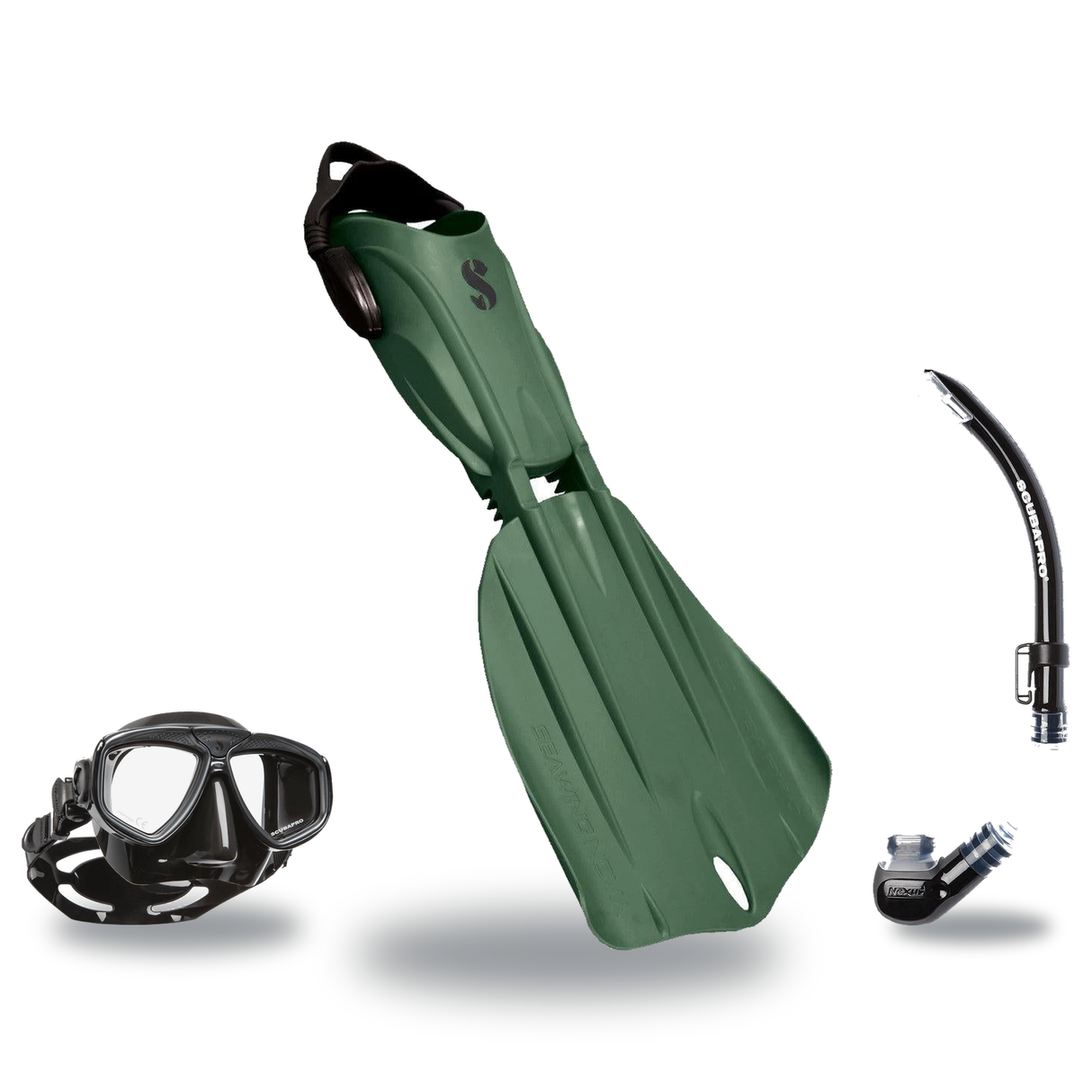 Scubapro Mask Fin Snorkel Package – Zoom, Spectra or Spectra Mini Mask + Nexus Purge Valve Snorkel + Seawing Nova Gorilla Fi…