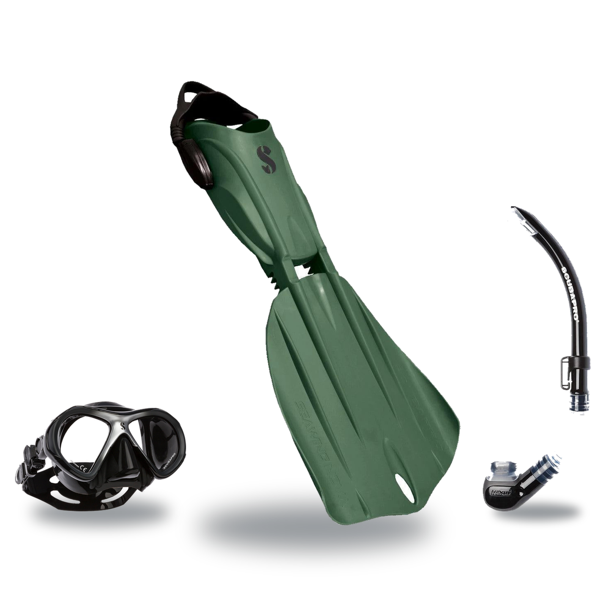 Scubapro Mask Fin Snorkel Package – Zoom, Spectra or Spectra Mini Mask + Nexus Purge Valve Snorkel + Seawing Nova Gorilla Fi…