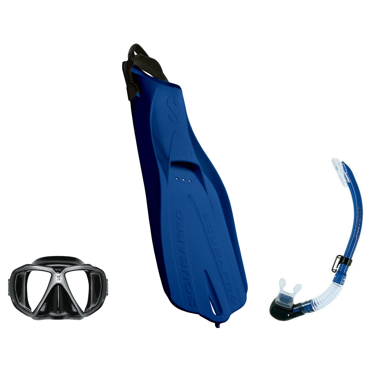 Scubapro Mask Fin Snorkel Package – Spectra, Spectra Mini or Zoom Mask + Nexus Purge Valve Snorkel + GO Travel Fins — includ…