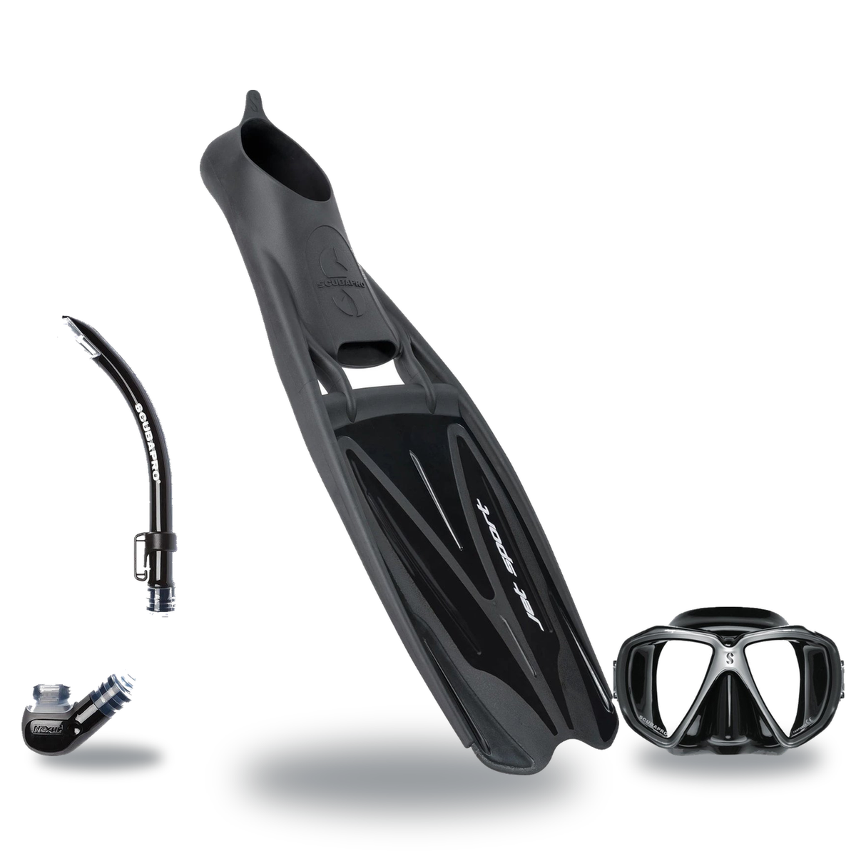 Scubapro Mask Fin Snorkel Package – Spectra, Spectra Mini or Zoom Mask + Nexus Purge Valve Snorkel + GO Travel Fins — Spectr…