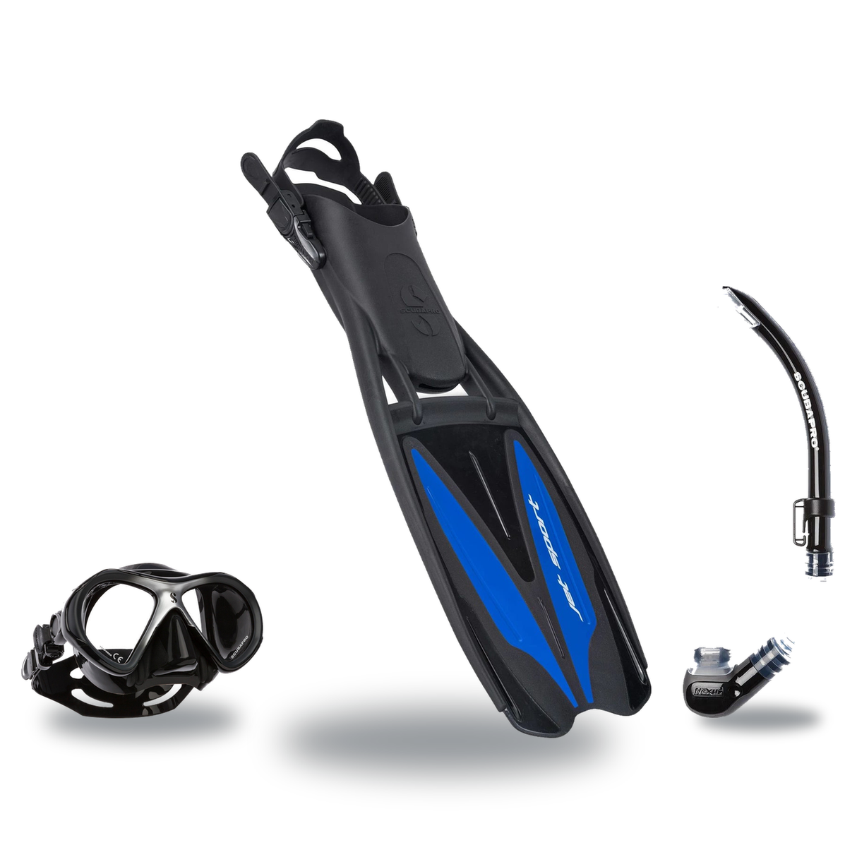 Scubapro Mask Fin Snorkel Package – Spectra, Spectra Mini or Zoom Mask + Nexus Purge Valve Snorkel + GO Travel Fins — Spectr…