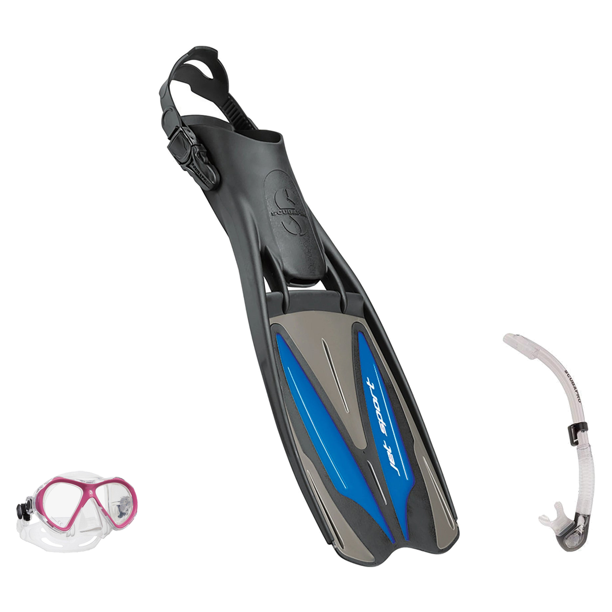 Scubapro Mask Fin Snorkel Package – Spectra Mini, Spectra or Zoom Mask + Nexus Purge Valve Snorkel + GO Travel Fins — Spectr…