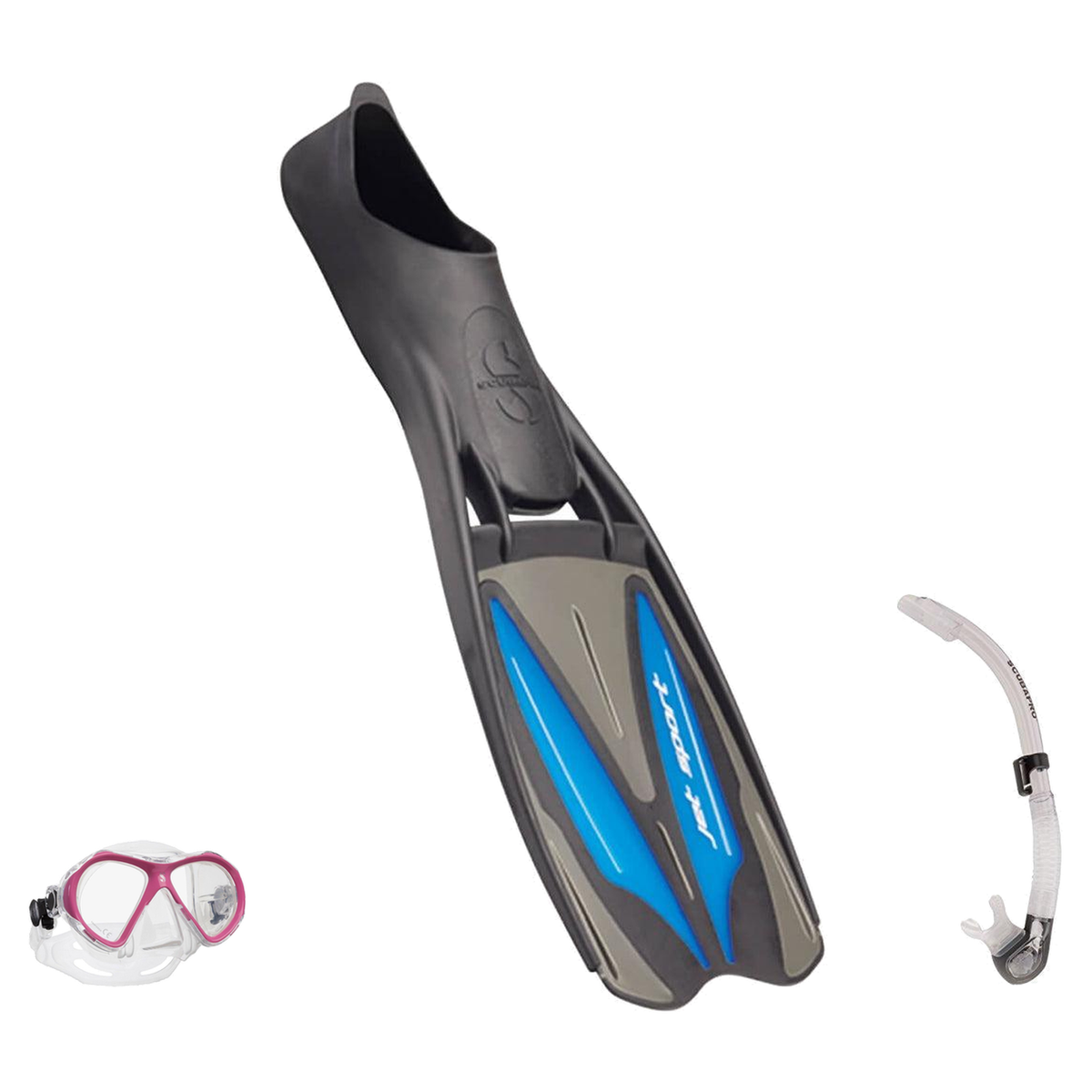 Scubapro Mask Fin Snorkel Package – Spectra Mini, Spectra or Zoom Mask + Nexus Purge Valve Snorkel + GO Travel Fins — Spectr…