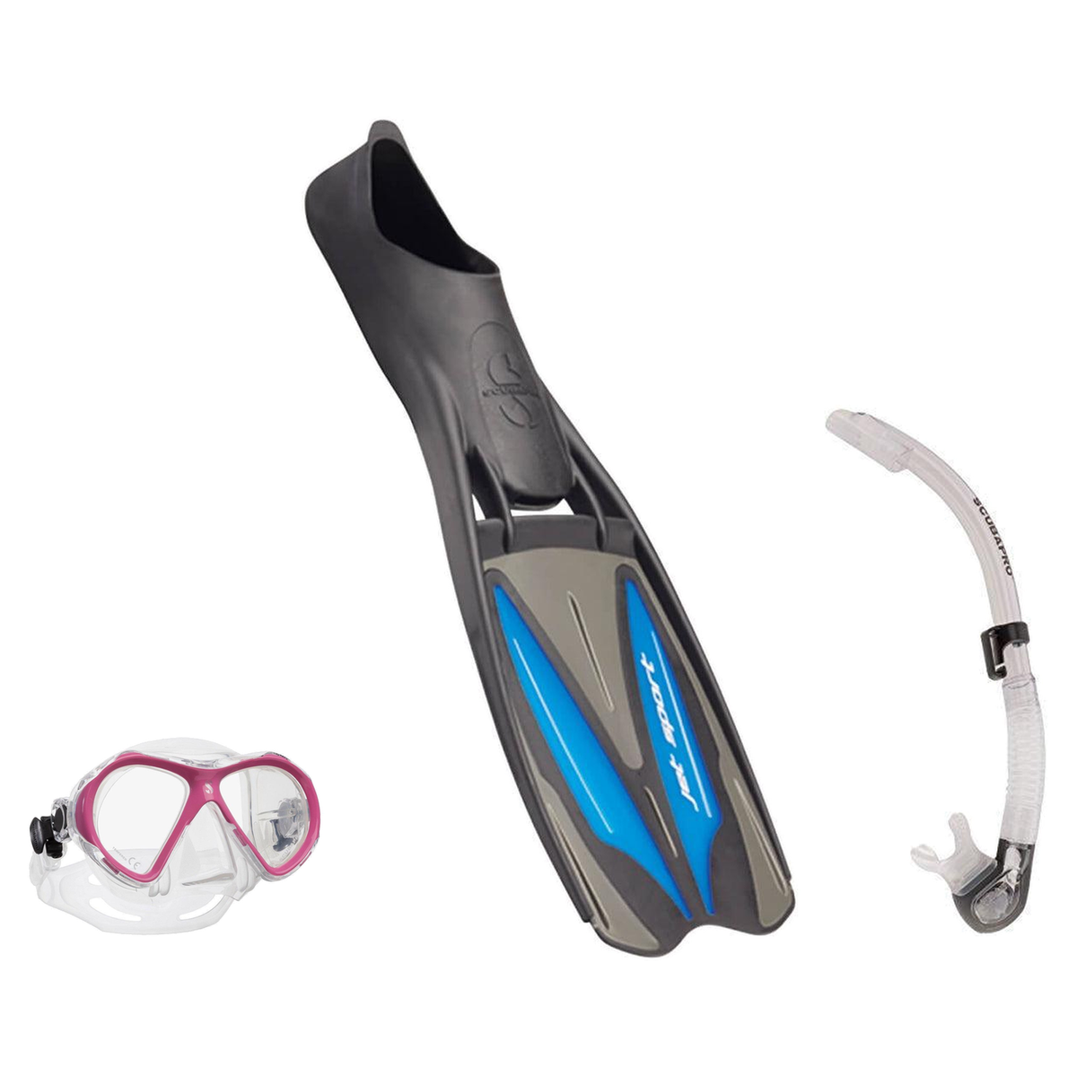 Scubapro Mask Fin Snorkel Package – Spectra Mini, Spectra or Zoom Mask + Nexus Purge Valve Snorkel + GO Travel Fins — Spectr…