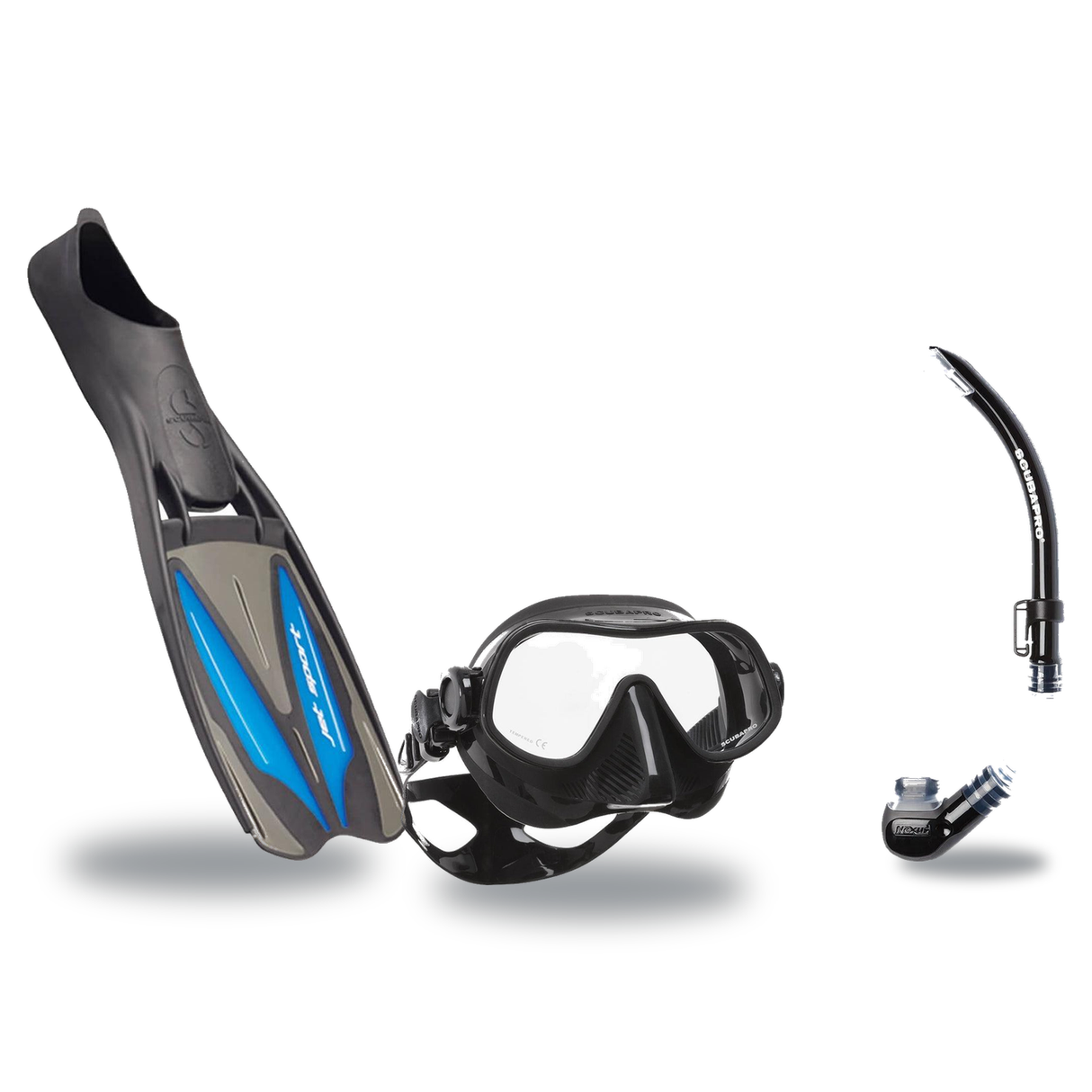 Scubapro Mask Fin Snorkel Package – Steel Comp, Steel Pro Frameless or Crystal Vu Plus Purge Mask + Nexus Purge Valve Snorke…