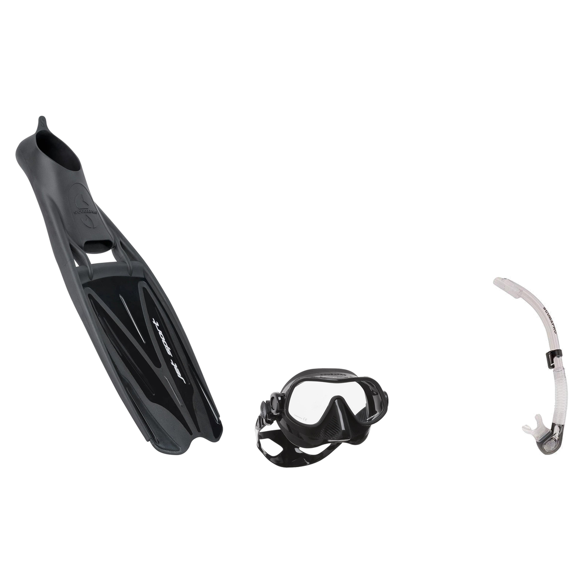 Scubapro Mask Fin Snorkel Package – Steel Comp, Steel Pro Frameless or Crystal Vu Plus Purge Mask + Nexus Purge Valve Snorke…