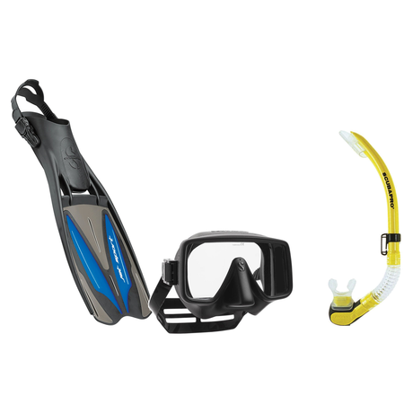 Scubapro Mask Fin Snorkel Package – Synergy Twin, Frameless or Gorilla Frameless Mask + Nexus Purge Valve Snorkel + GO Trave…