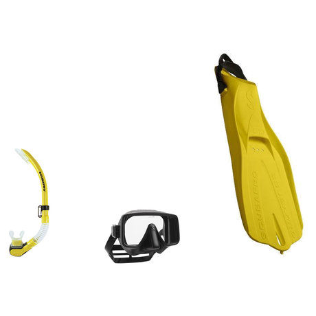 Scubapro Mask Fin Snorkel Package – Synergy Twin, Frameless or Gorilla Frameless Mask + Nexus Purge Valve Snorkel + GO Trave…