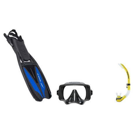 Scubapro Mask Fin Snorkel Package – Synergy Twin, Frameless or Gorilla Frameless Mask + Nexus Purge Valve Snorkel + GO Trave…