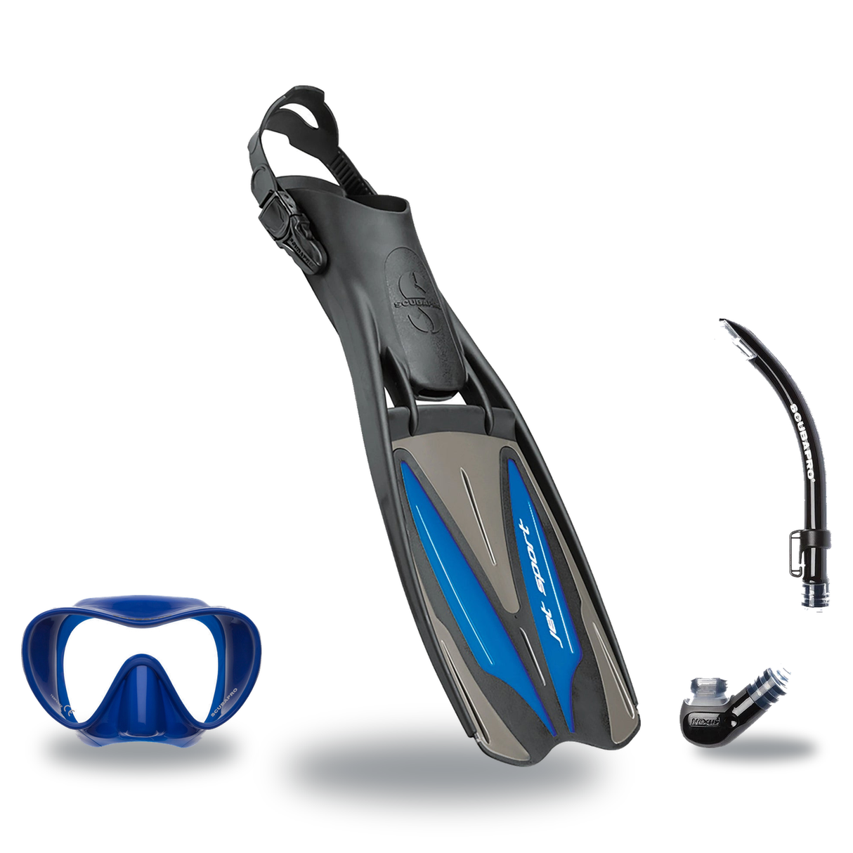Scubapro Mask Fin Snorkel Package – Trinidad 3, Ghost or Spectra Mask + Nexus Purge Valve Snorkel + GO Travel Fins — Trinida…