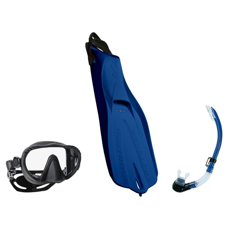 Scubapro Mask Fin Snorkel Package – Trinidad 3, Ghost or Spectra Mask + Nexus Purge Valve Snorkel + GO Travel Fins — Ghost,…