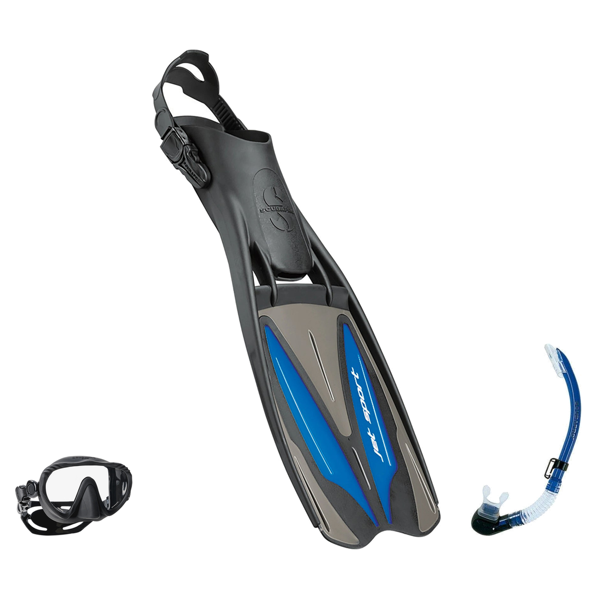 Scubapro Mask Fin Snorkel Package – Trinidad 3, Ghost or Spectra Mask + Nexus Purge Valve Snorkel + GO Travel Fins — Ghost,…