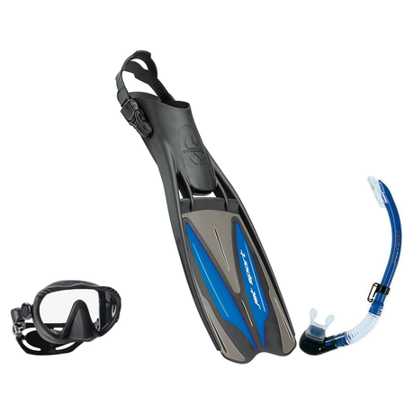 Scubapro Mask Fin Snorkel Package – Trinidad 3, Ghost or Spectra Mask + Nexus Purge Valve Snorkel + GO Travel Fins — Ghost,…