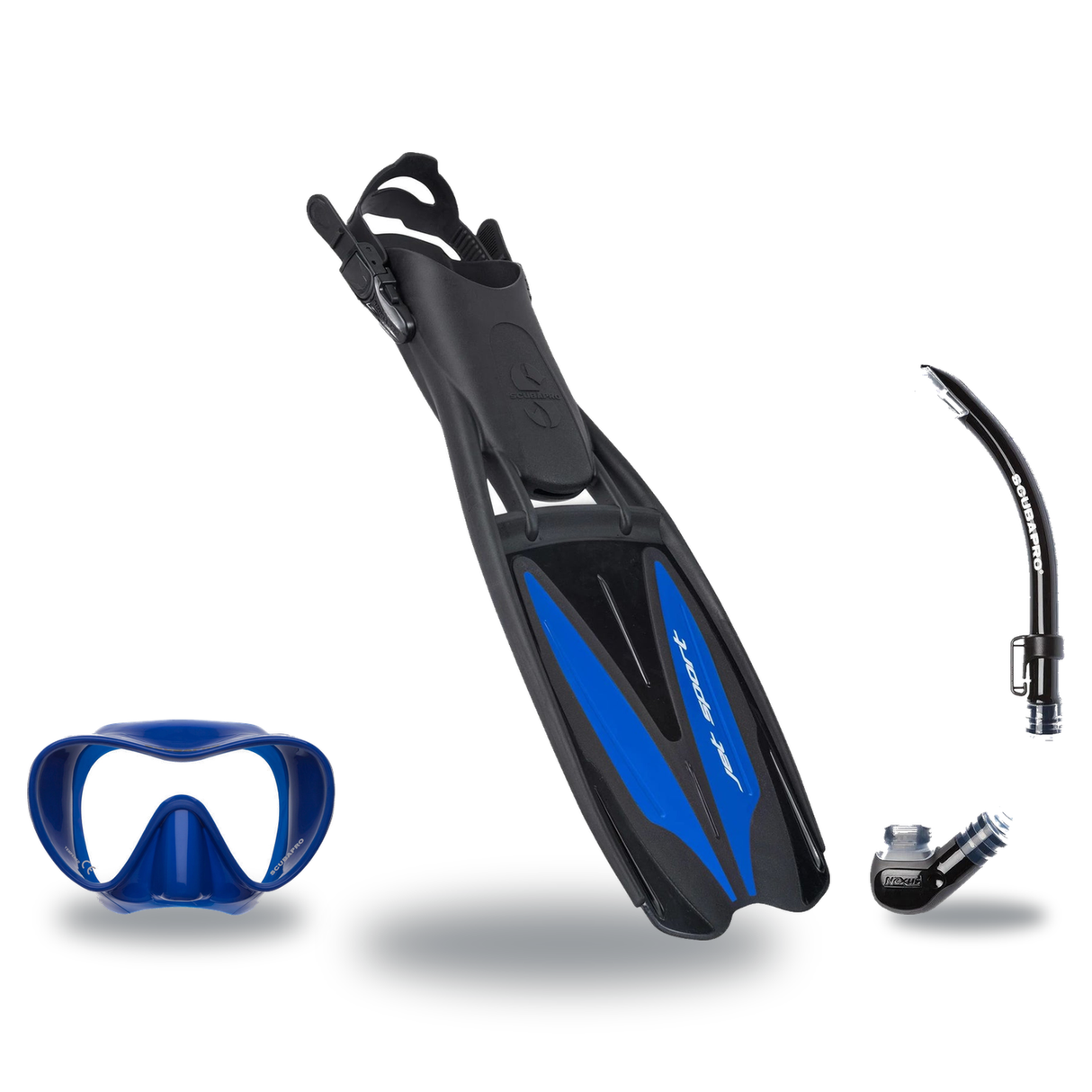 Scubapro Mask Fin Snorkel Package – Trinidad 3, Ghost or Spectra Mask + Nexus Purge Valve Snorkel + GO Travel Fins — Trinida…