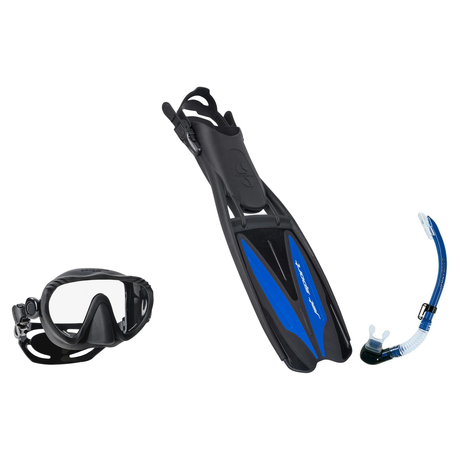Scubapro Mask Fin Snorkel Package – Trinidad 3, Ghost or Spectra Mask + Nexus Purge Valve Snorkel + GO Travel Fins — Ghost,…