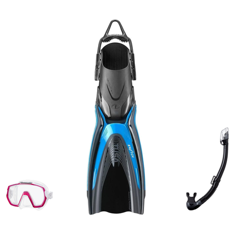 Tusa Mask Fin Snorkel Package – Freedom Elite Single Lens, Tina Single Lens or Imprex 3-D Hyperdry Single Lens Mask + Hyperd…