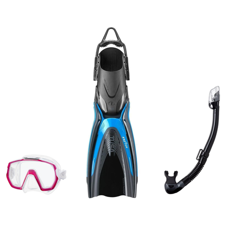 Tusa Mask Fin Snorkel Package – Freedom Elite Single Lens, Tina Single Lens or Imprex 3-D Hyperdry Single Lens Mask + Hyperd…