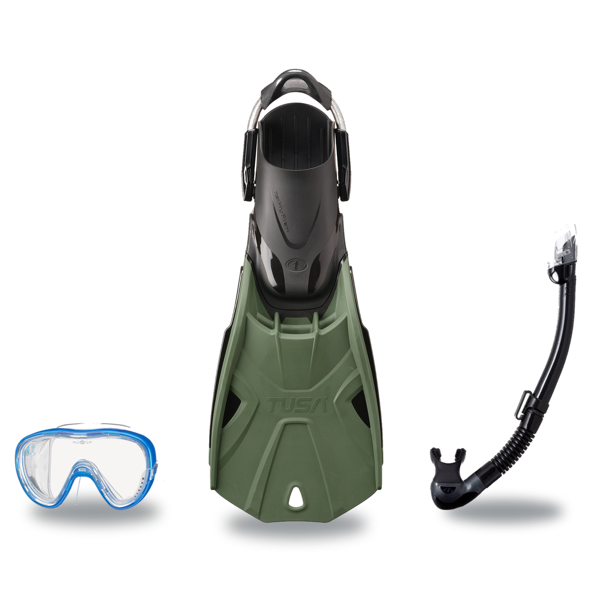 Tusa Mask Fin Snorkel Package – Freedom Elite Single Lens, Tina Single Lens or Imprex 3-D Hyperdry Single Lens Mask + Hyperd…