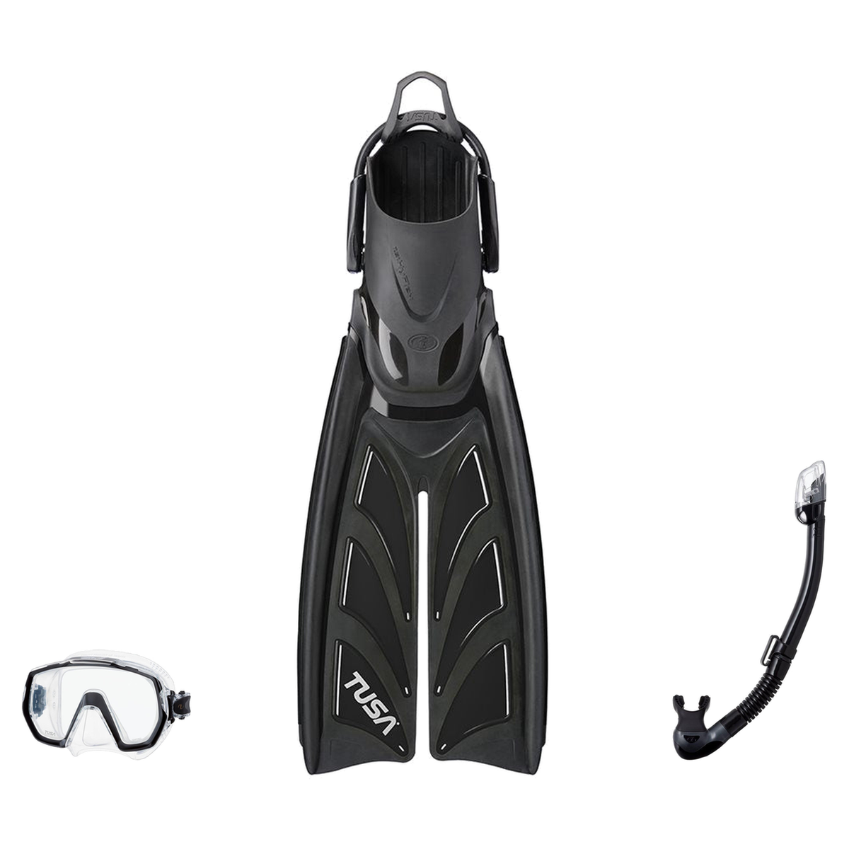 Tusa Mask Fin Snorkel Package – Freedom Elite Single Lens, Tina Single Lens or Imprex 3-D Hyperdry Single Lens Mask + Hyperd…