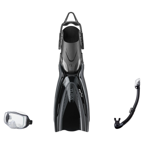 Tusa Mask Fin Snorkel Package – Freedom Elite Single Lens, Tina Single Lens or Imprex 3-D Hyperdry Single Lens Mask + Hyperd…