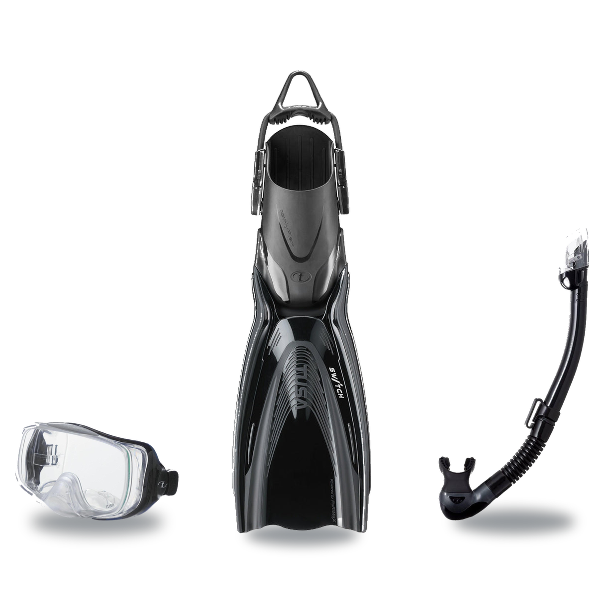 Tusa Mask Fin Snorkel Package – Freedom Elite Single Lens, Tina Single Lens or Imprex 3-D Hyperdry Single Lens Mask + Hyperd…