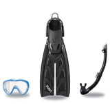 Tusa Mask Fin Snorkel Package – Freedom Elite Single Lens, Tina Single Lens or Imprex 3-D Hyperdry Single Lens Mask + Hyperd…