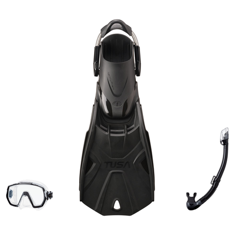 Tusa Mask Fin Snorkel Package – Freedom Elite Single Lens, Tina Single Lens or Imprex 3-D Hyperdry Single Lens Mask + Hyperd…