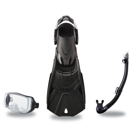 Tusa Mask Fin Snorkel Package – Freedom Elite Single Lens, Tina Single Lens or Imprex 3-D Hyperdry Single Lens Mask + Hyperd…
