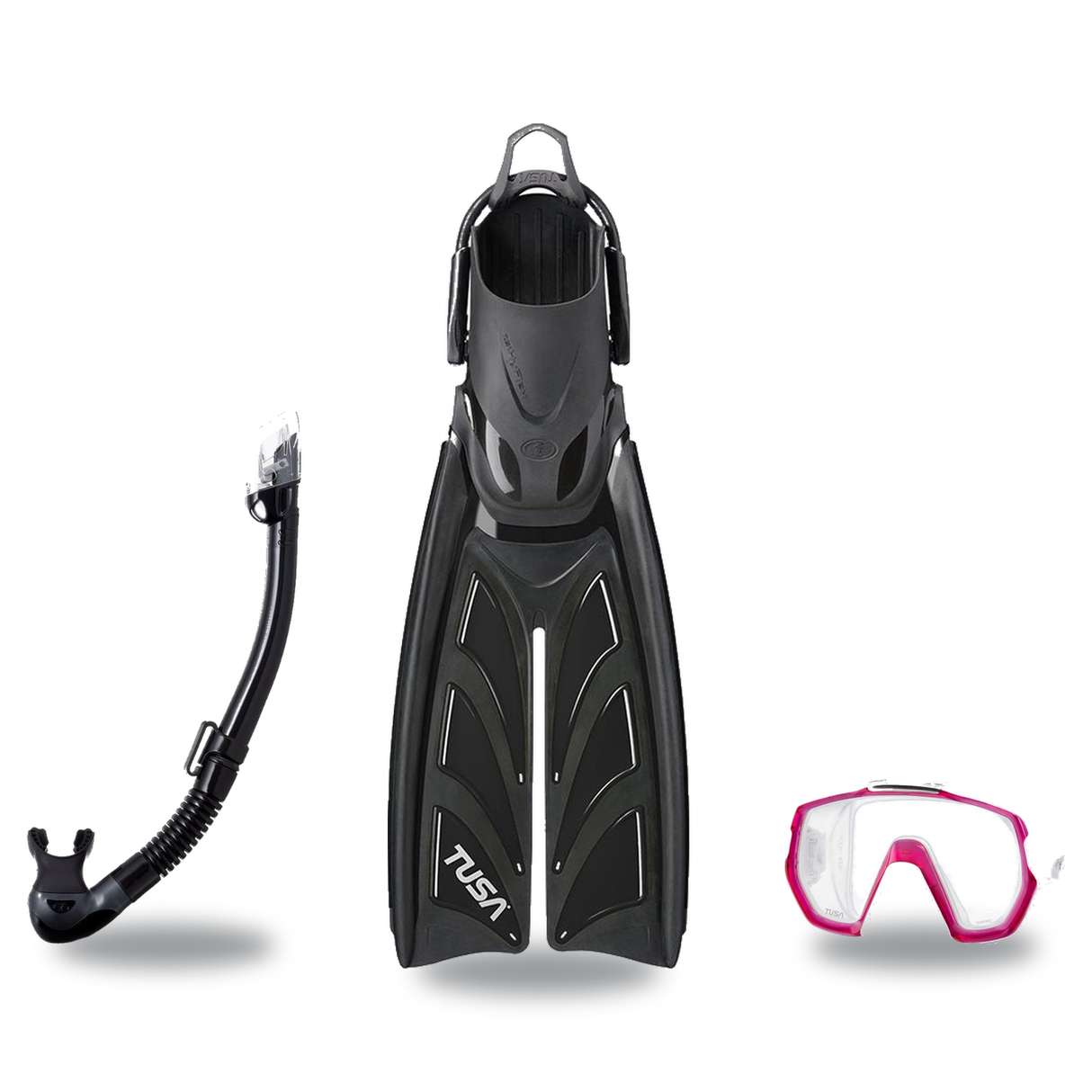 Tusa Mask Fin Snorkel Package – Freedom Elite Single Lens, Tina Single Lens or Imprex 3-D Hyperdry Single Lens Mask + Hyperd…