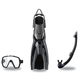 Tusa Mask Fin Snorkel Package – Freedom HD Single Lens, Zensee or Ino Mask + Hyperdry Elite II Snorkel + HyFlex Switch Open…