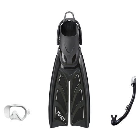 Tusa Mask Fin Snorkel Package – Freedom HD Single Lens, Zensee or Ino Mask + Hyperdry Elite II Snorkel + HyFlex Switch Open…