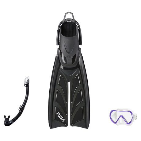 Tusa Mask Fin Snorkel Package – Freedom HD Single Lens, Zensee or Ino Mask + Hyperdry Elite II Snorkel + HyFlex Switch Open…