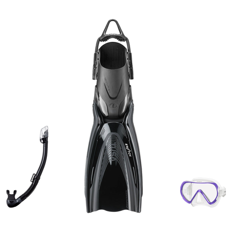 Tusa Mask Fin Snorkel Package – Freedom HD Single Lens, Zensee or Ino Mask + Hyperdry Elite II Snorkel + HyFlex Switch Open…