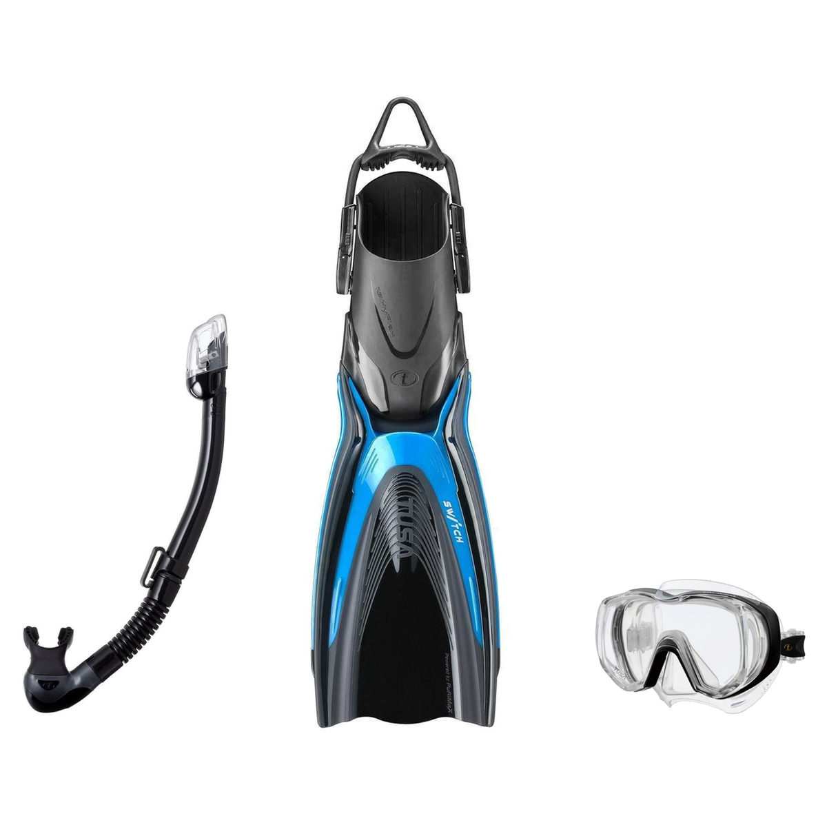 Tusa Mask Fin Snorkel Package – Freedom Tri-Quest Single Lens, Tina Single Lens or Ino Mask + Hyperdry Elite II Snorkel + Hy…