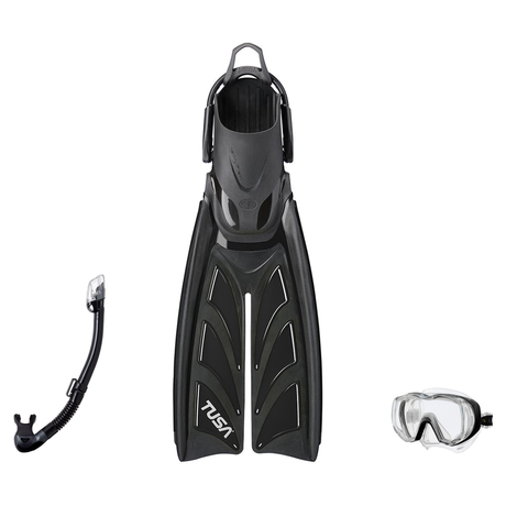 Tusa Mask Fin Snorkel Package – Freedom Tri-Quest Single Lens, Tina Single Lens or Ino Mask + Hyperdry Elite II Snorkel + Hy…
